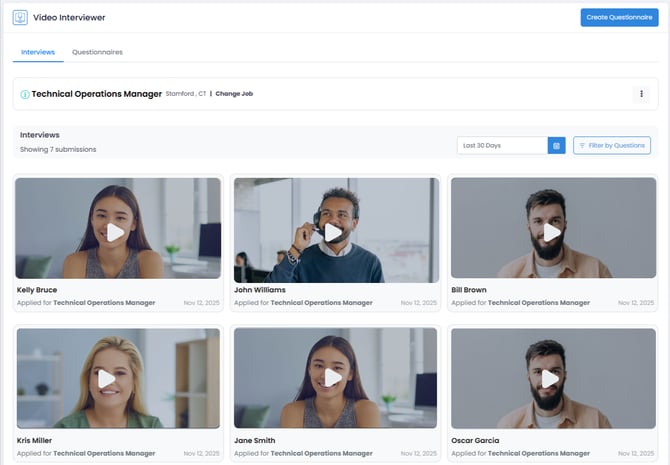 Video Interviewer video centric view